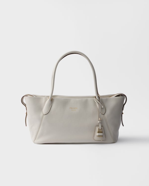 Large leather tote bag - Chalk White Large leather tote bag - Chalk White