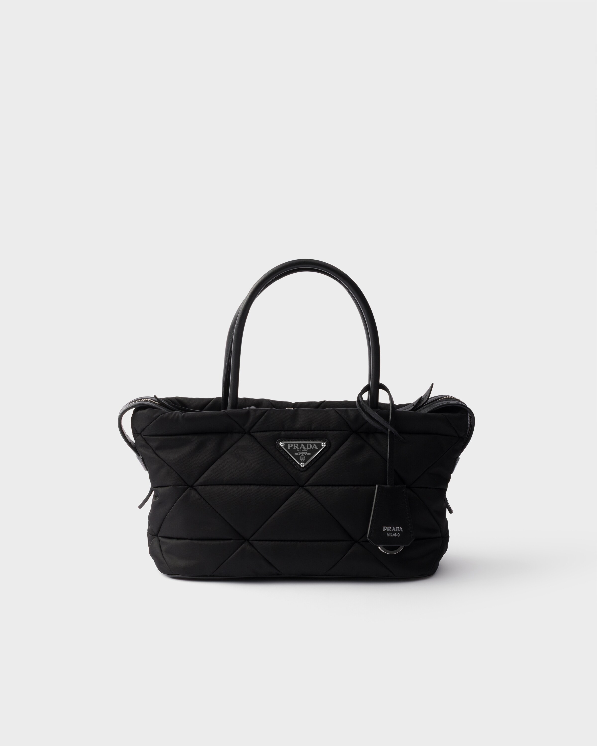 Prada Bolso Tote Mediano De Re-nylon Acolchado, Mujer, Negro