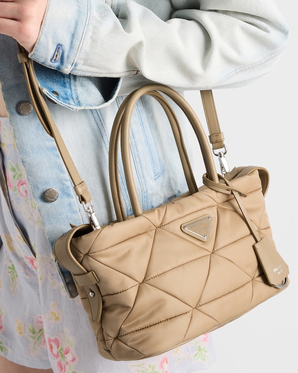 Padded Re-Nylon medium tote bag - Camel Brown Padded Re-Nylon medium tote bag - Camel Brown