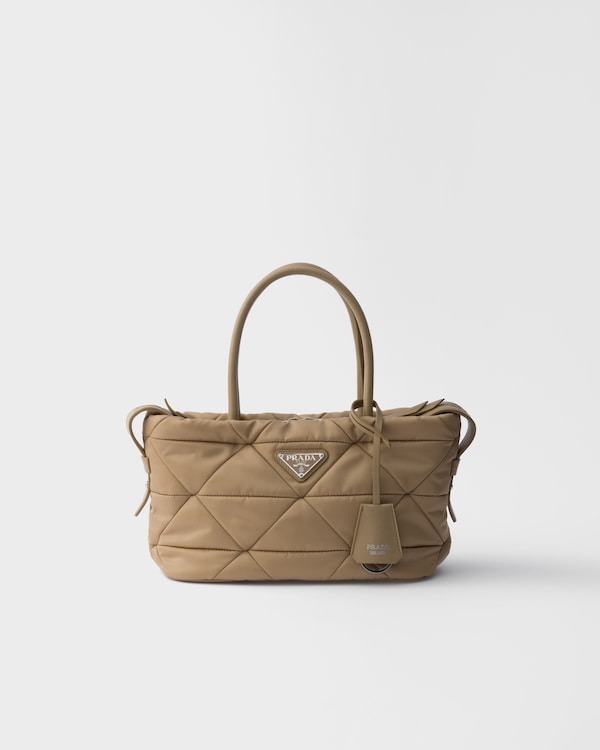 Padded Re-Nylon medium tote bag - Camel Brown Padded Re-Nylon medium tote bag - Camel Brown