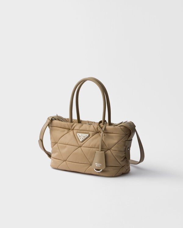 Padded Re-Nylon medium tote bag - Camel Brown Padded Re-Nylon medium tote bag - Camel Brown