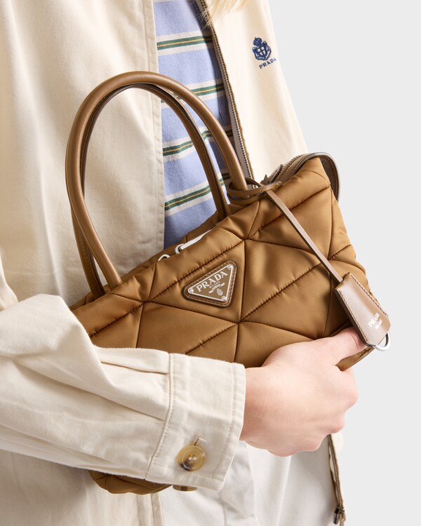 Padded Re-Nylon medium tote bag - Brandy Padded Re-Nylon medium tote bag - Brandy