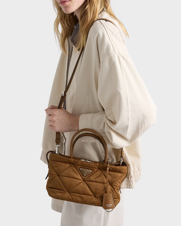 Padded Re-Nylon medium tote bag - Brandy Padded Re-Nylon medium tote bag - Brandy