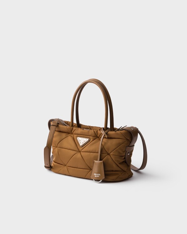 Padded Re-Nylon medium tote bag - Brandy Padded Re-Nylon medium tote bag - Brandy