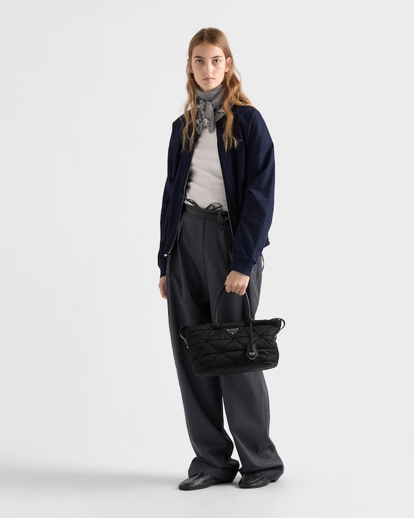 Medium padded Re-Nylon tote bag - Black Medium padded Re-Nylon tote bag - Black