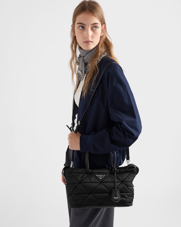 Medium padded Re-Nylon tote bag - Black Medium padded Re-Nylon tote bag - Black