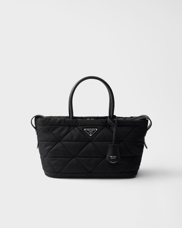 Medium padded Re-Nylon tote bag - Black Medium padded Re-Nylon tote bag - Black