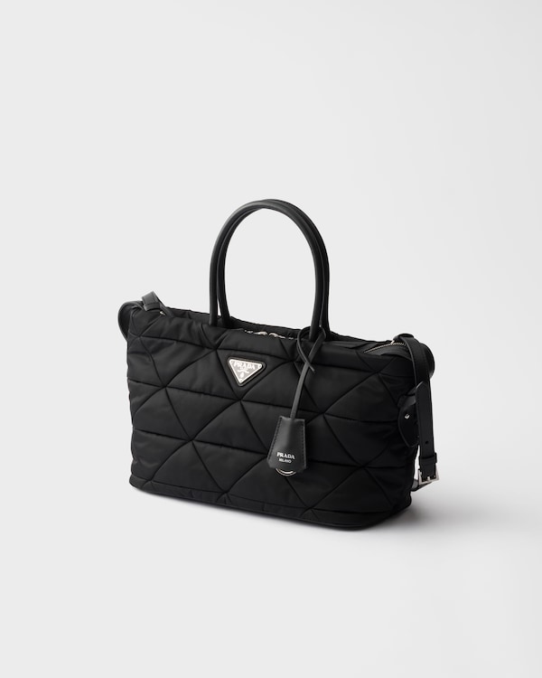 Medium padded Re-Nylon tote bag - Black Medium padded Re-Nylon tote bag - Black