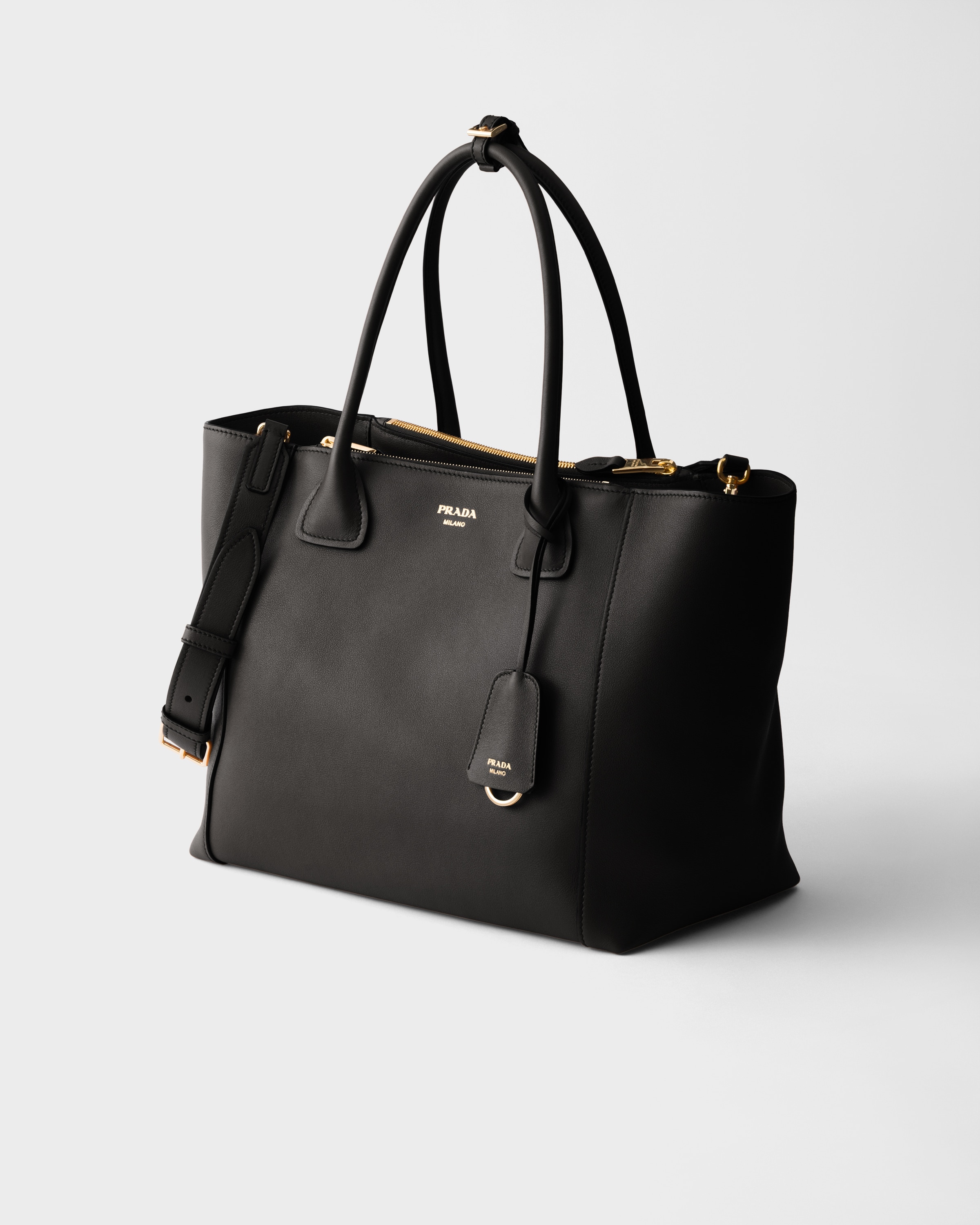 Black Large Leather Tote Bag | PRADA - United States