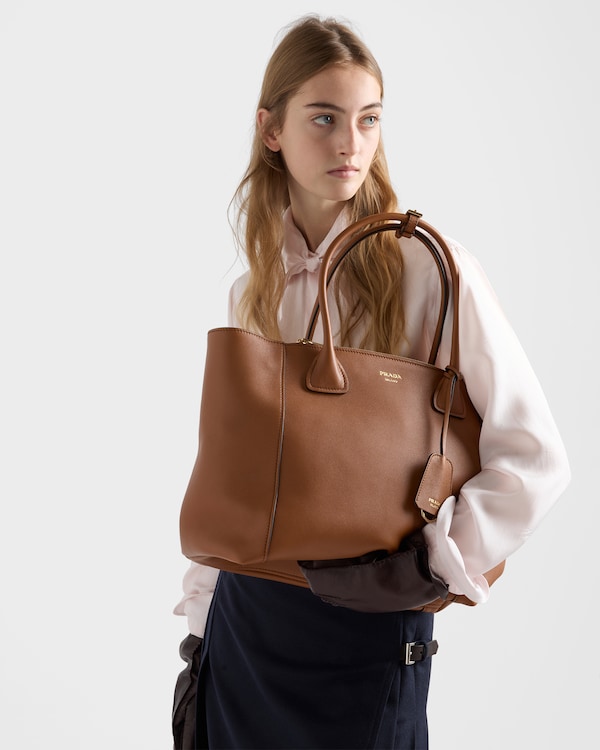 Large leather tote bag - Cognac Large leather tote bag - Cognac