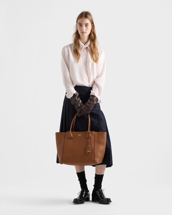 Large leather tote bag - Cognac Large leather tote bag - Cognac