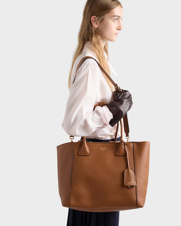 Large leather tote bag - Cognac Large leather tote bag - Cognac