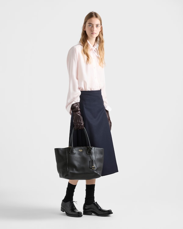 Large leather tote bag - Black Large leather tote bag - Black