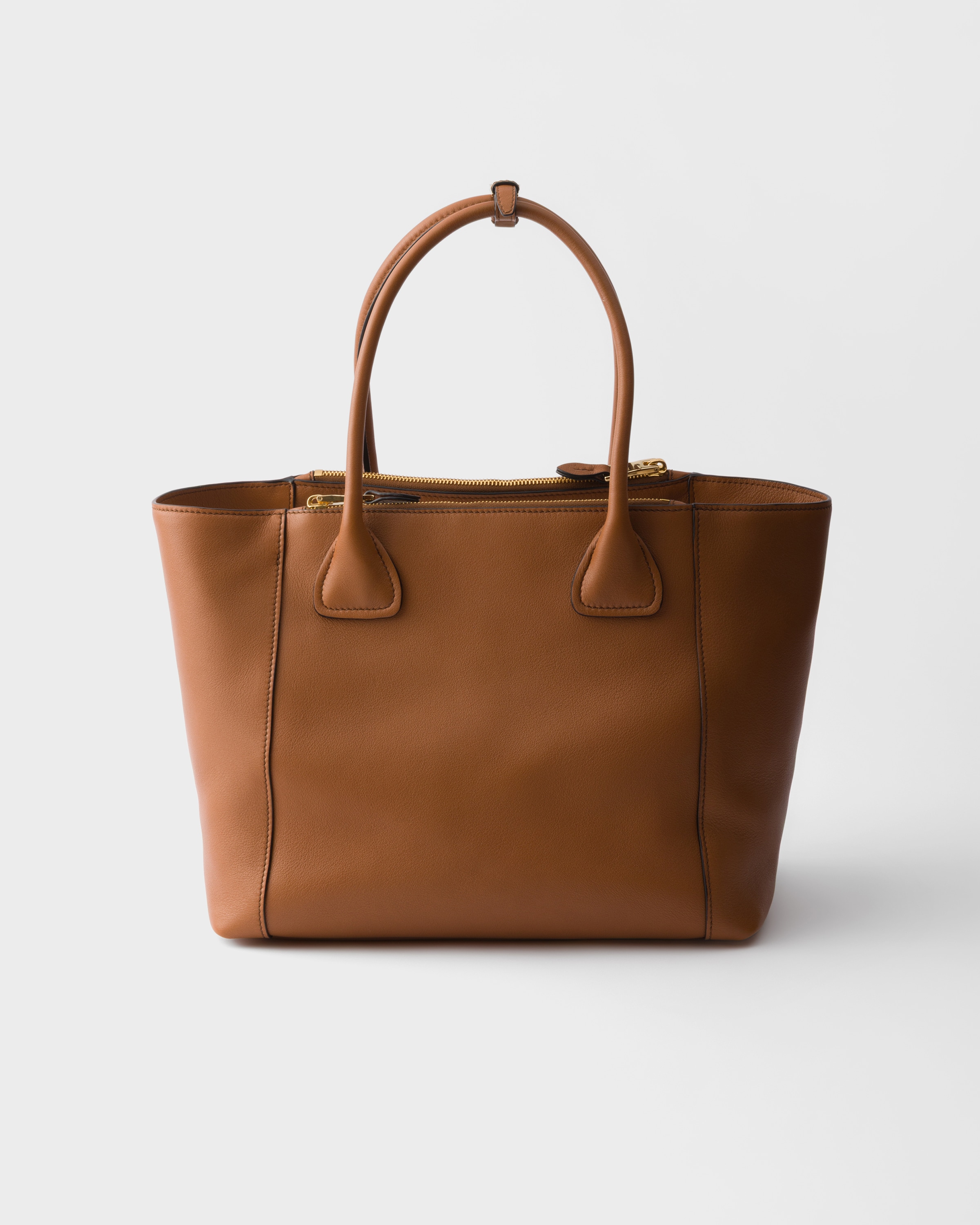 Cognac Large Leather Tote Bag | PRADA