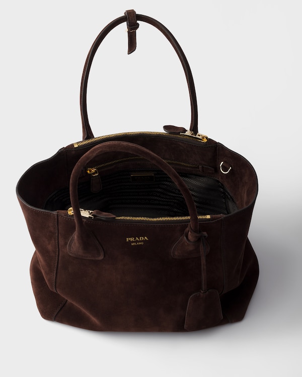 Medium suede tote bag - Dark Brown Medium suede tote bag - Dark Brown