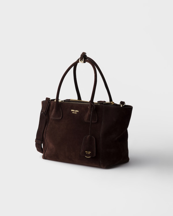 Medium suede tote bag - Dark Brown Medium suede tote bag - Dark Brown