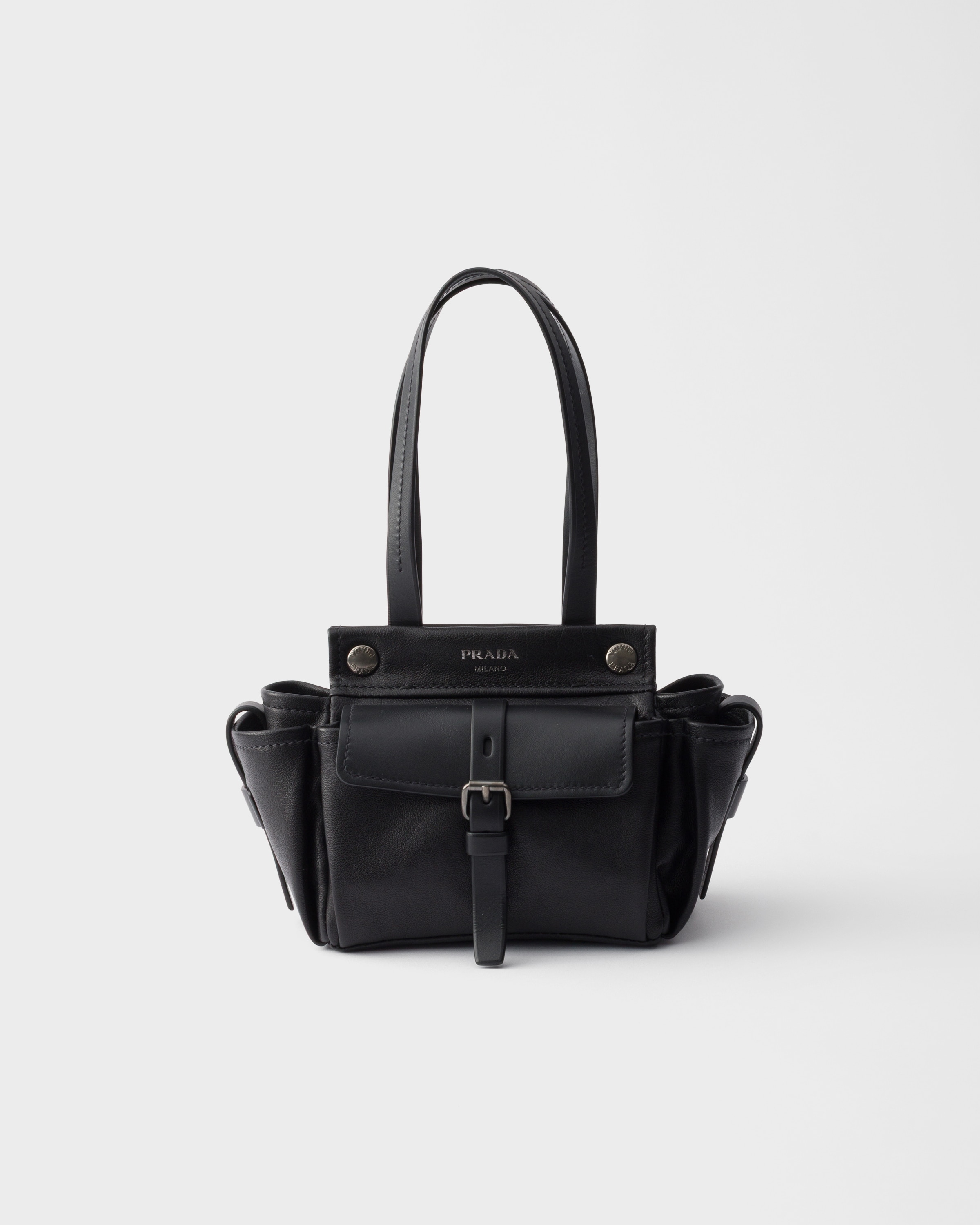 ブラック プラダ ルート レザー ミニ トートバッグ | PRADA - 日本