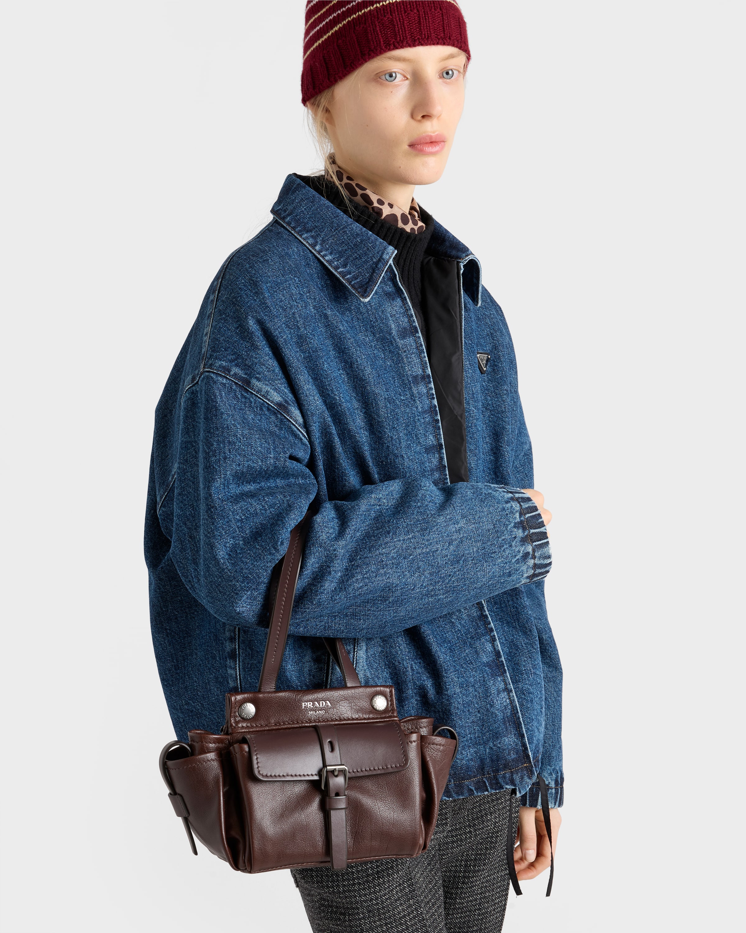 Cocoa Brown Prada Route Leather Mini Tote Bag | PRADA - Turkey