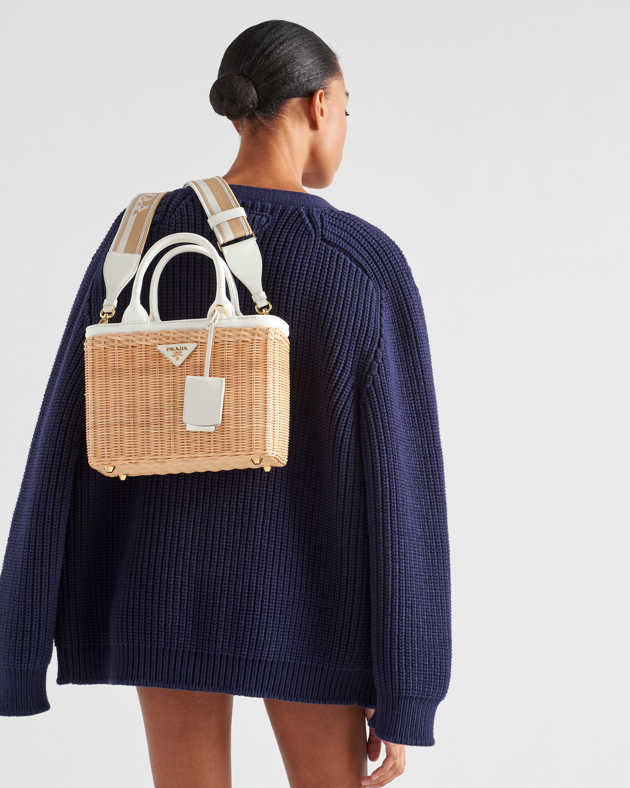 Prada wicker bag white sale
