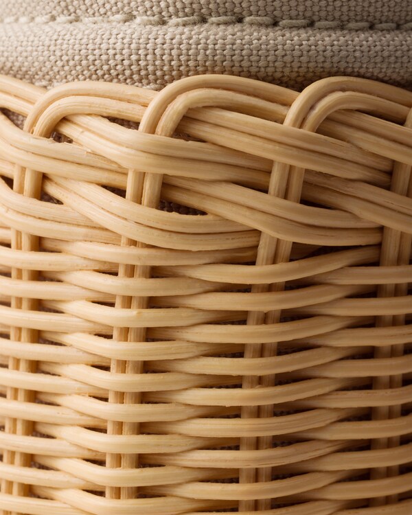 Medium wicker and canvas tote bag - Tan Medium wicker and canvas tote bag - Tan