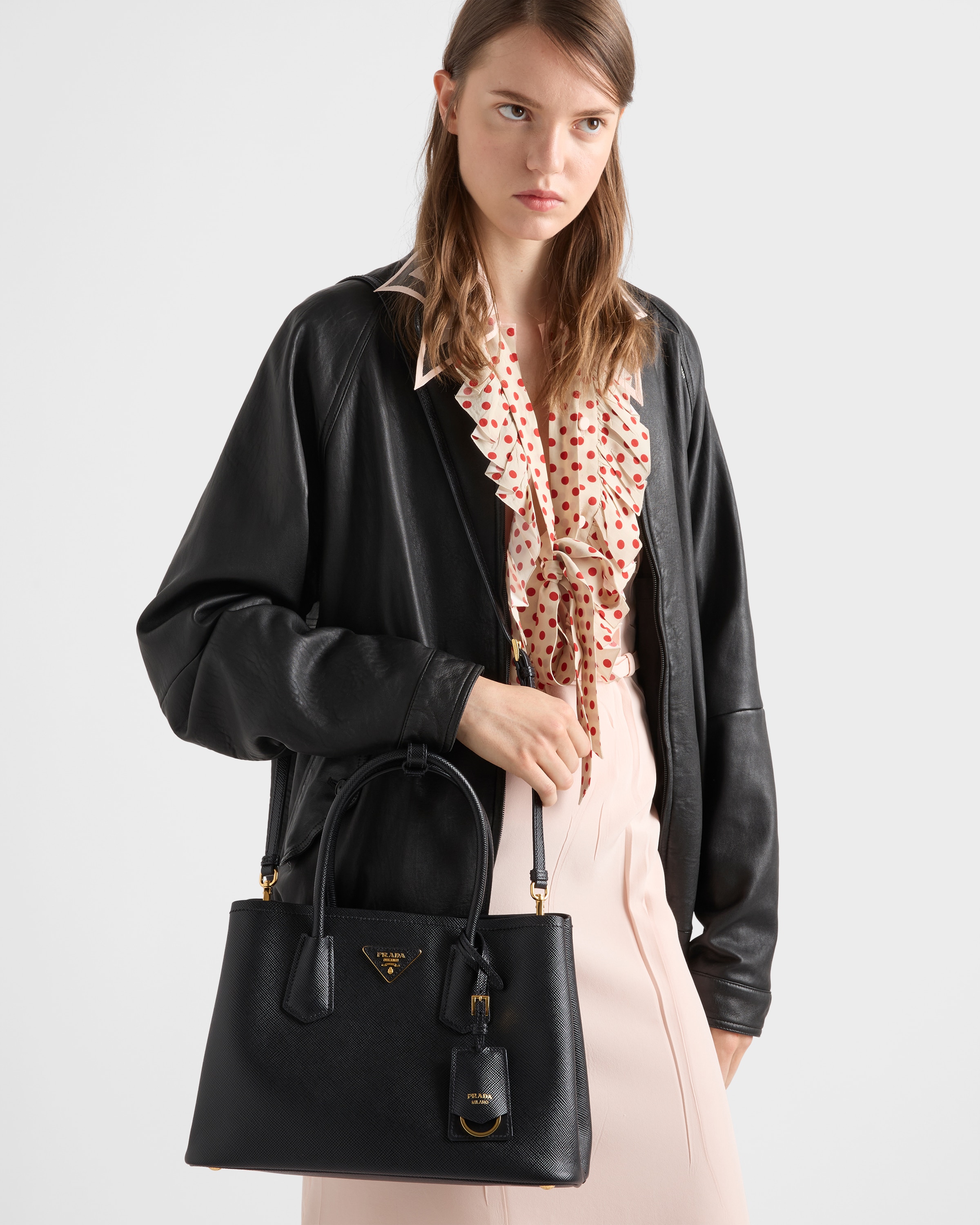 Black Prada Double medium Saffiano leather bag | PRADA - United States