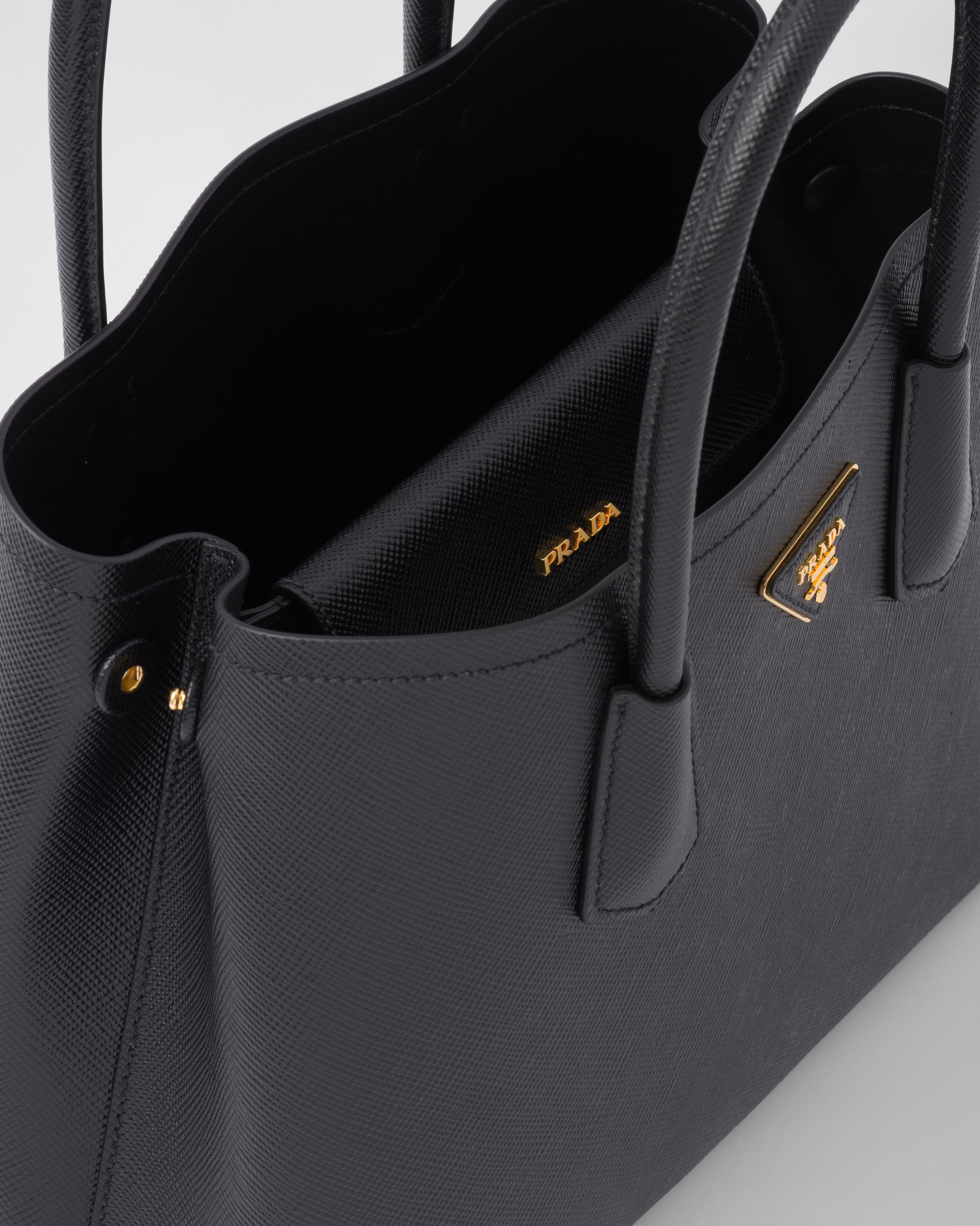 Black Small Saffiano Leather Double Prada Bag PRADA