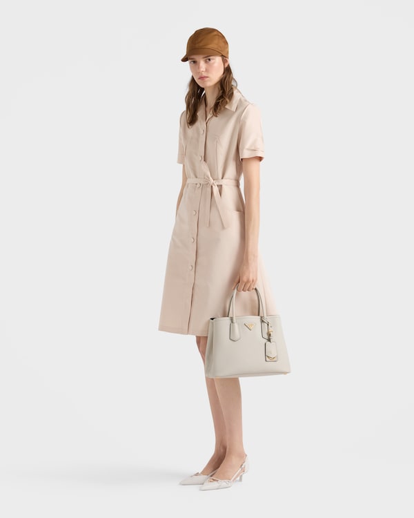 Prada Double medium Saffiano leather bag - Chalk White/Black Prada Double medium Saffiano leather bag - Chalk White/Black