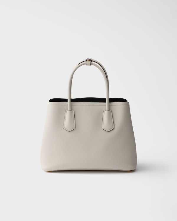 Prada Double medium Saffiano leather bag - Chalk White/Black Prada Double medium Saffiano leather bag - Chalk White/Black