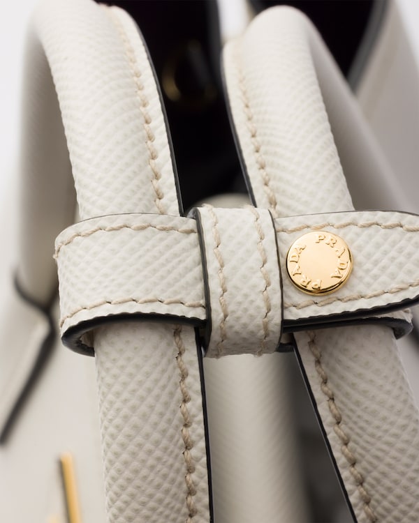 Prada Double medium Saffiano leather bag - Chalk White/Black Prada Double medium Saffiano leather bag - Chalk White/Black