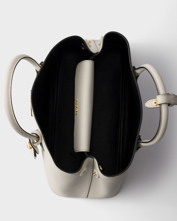 Prada Double medium Saffiano leather bag - Chalk White/Black Prada Double medium Saffiano leather bag - Chalk White/Black