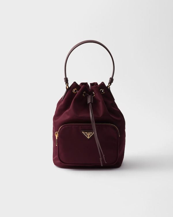 ◆PRADA◆Noue スモール マクラメ スエード ハンドバッグ ロゴ ダークブラウン／オレンジ プラダ ヌエ スモール マクラメ