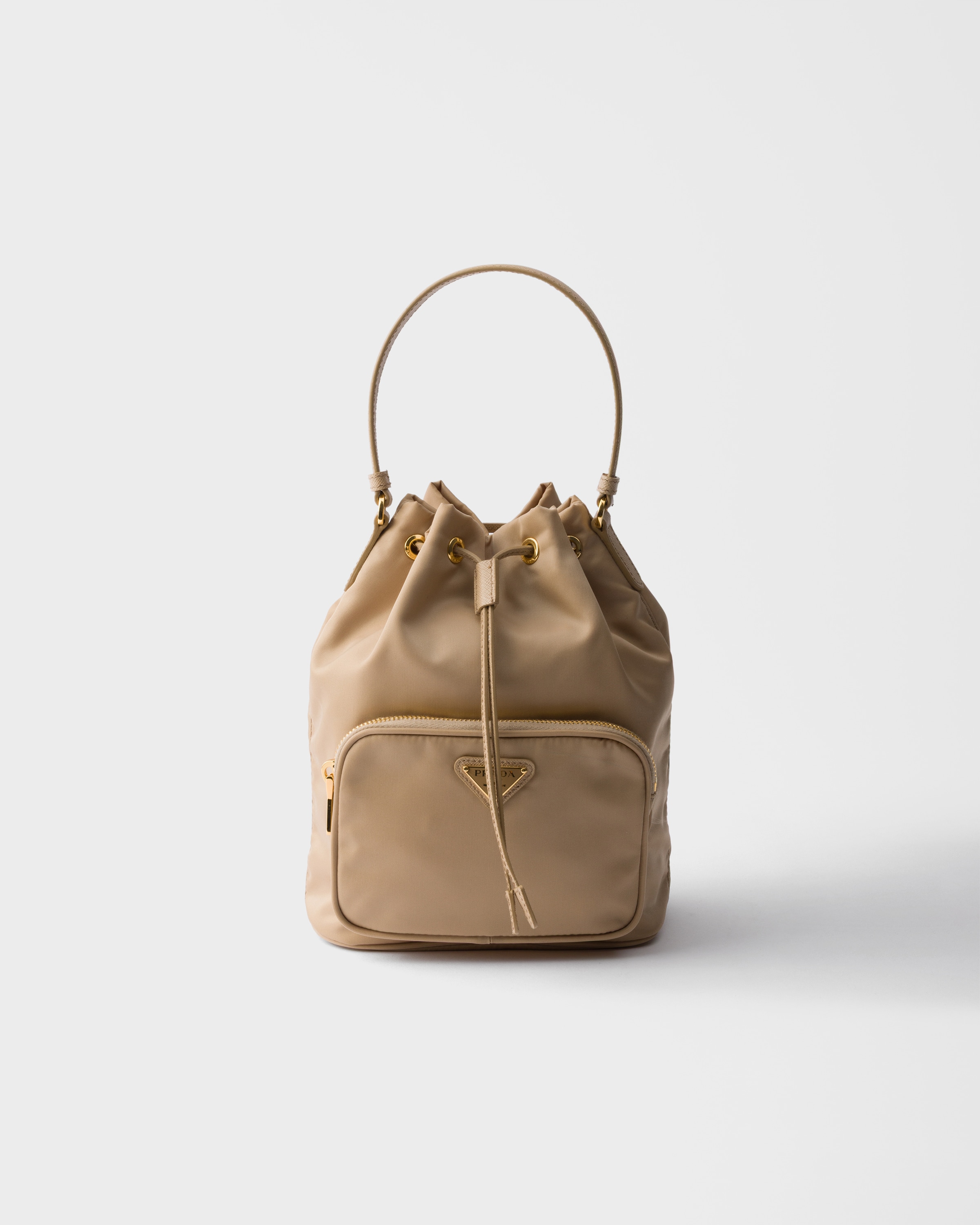 Camel Brown Prada Duet Re-nylon Bucket Bag | PRADA