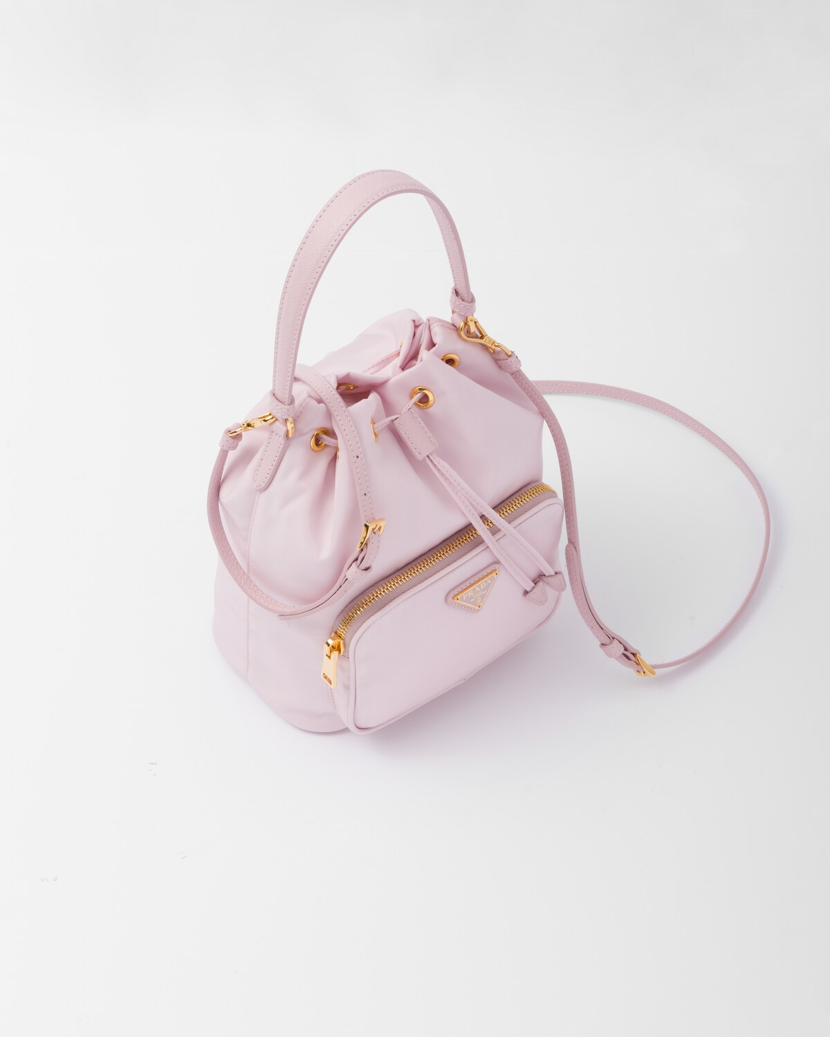 Alabaster Pink Prada Duet Renylon Bucket Shoulder Bag PRADA
