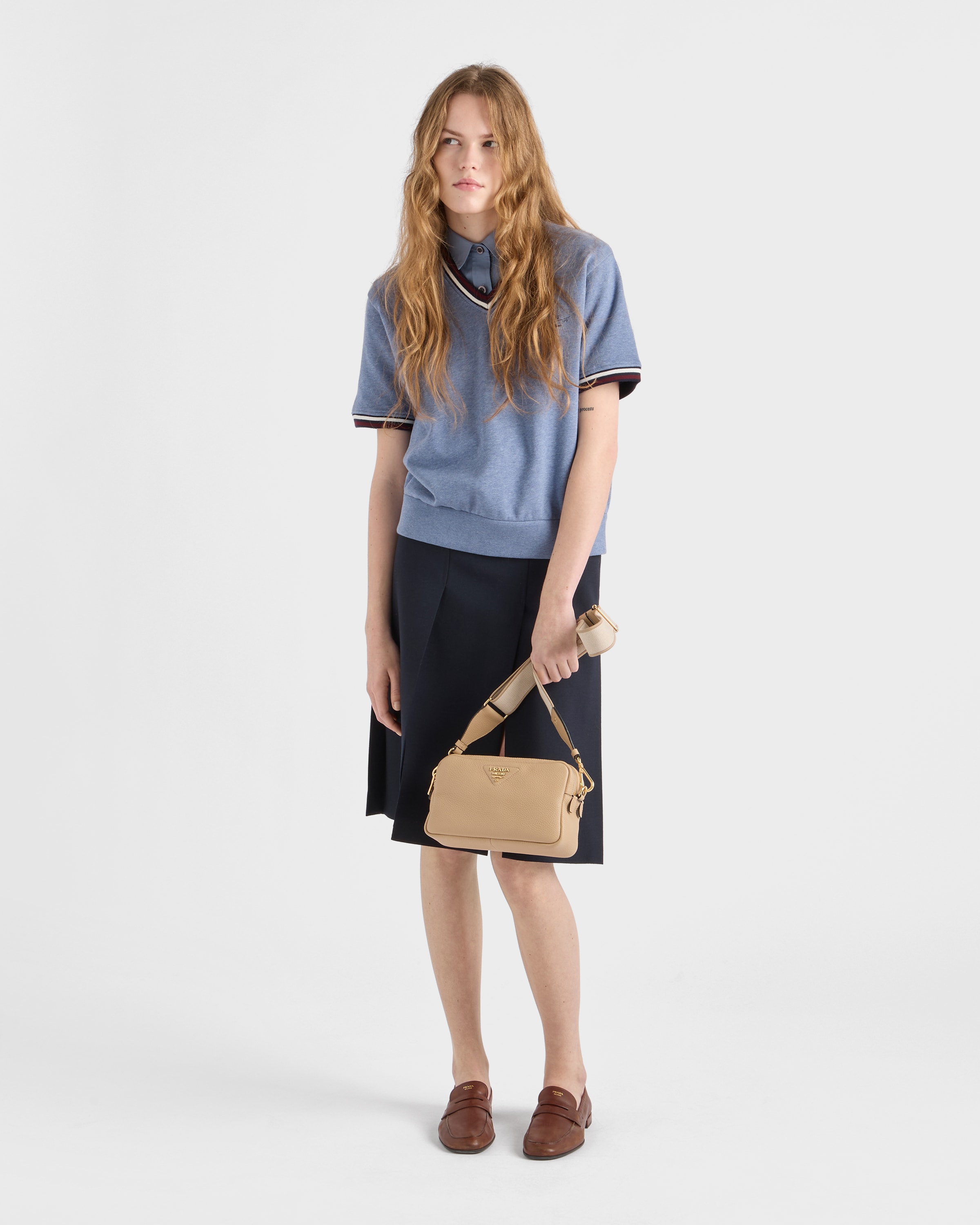 Beige Sable Small leather shoulder bag | PRADA - United States