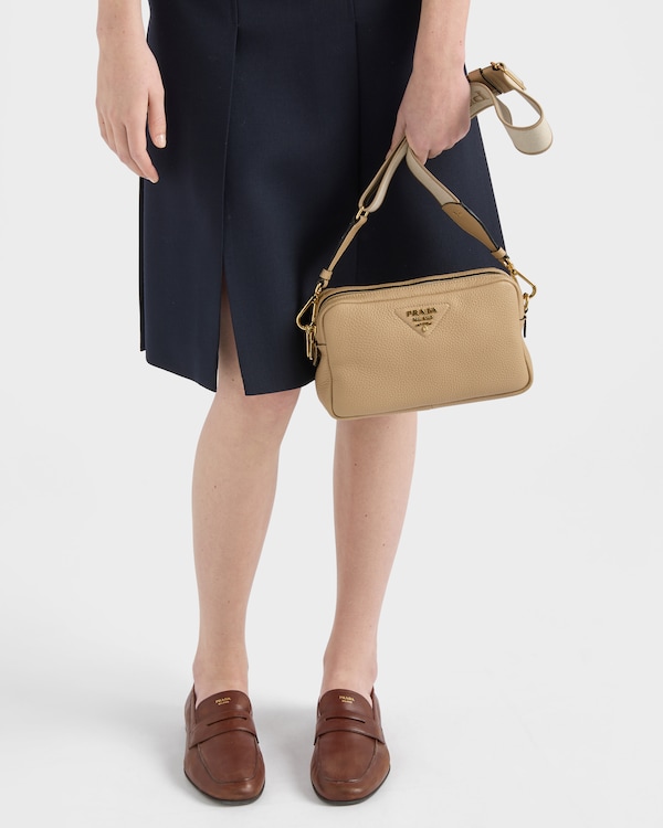 スモール レザー ショルダーバッグ - ベージュ サーブル スモール レザー ショルダーバッグ - ベージュ サーブル