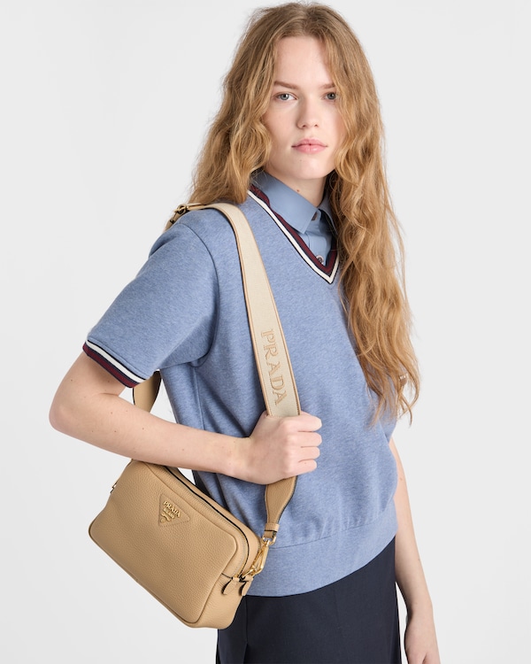 スモール レザー ショルダーバッグ - ベージュ サーブル スモール レザー ショルダーバッグ - ベージュ サーブル