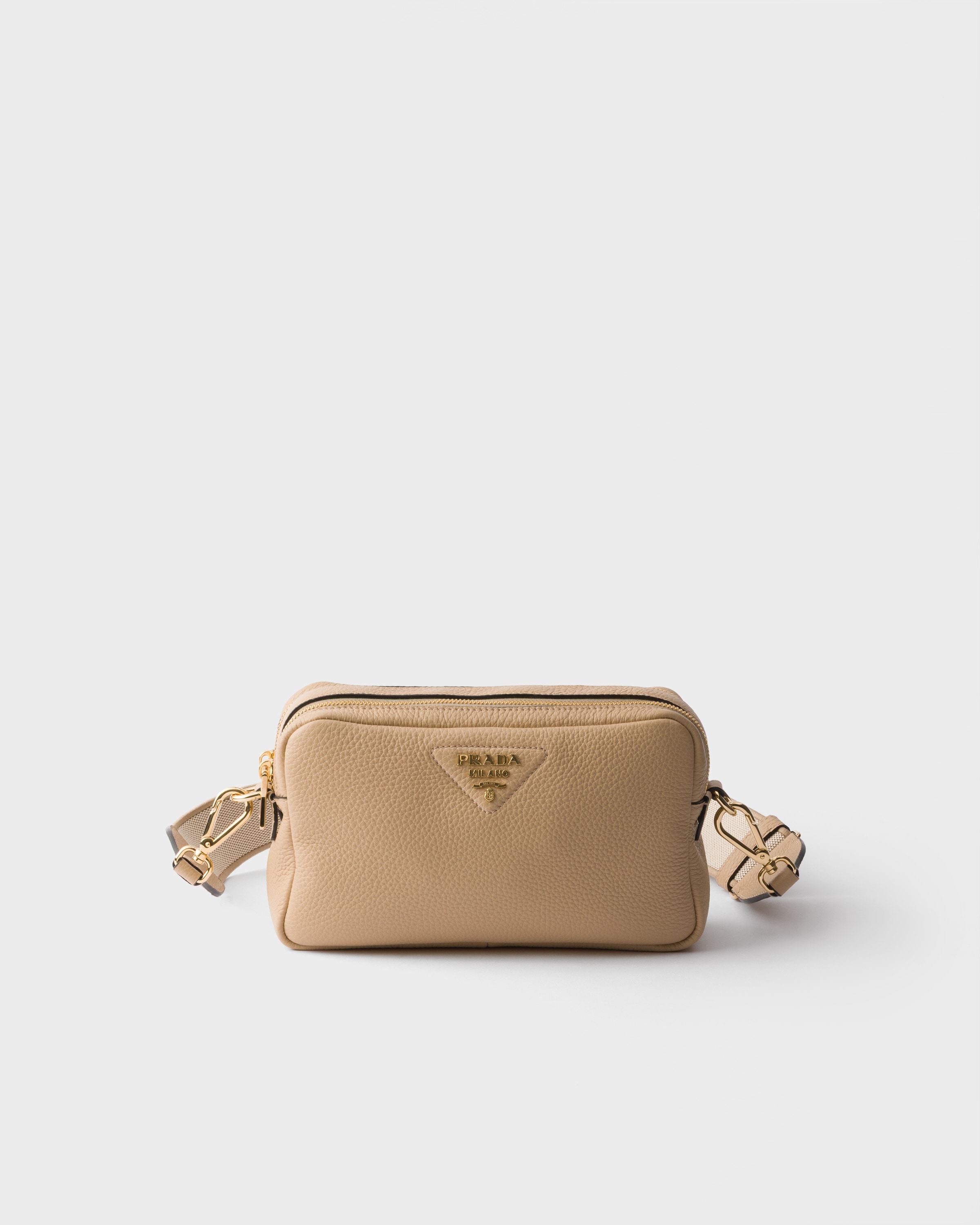 Beige Sable Small Leather Shoulder Bag | PRADA