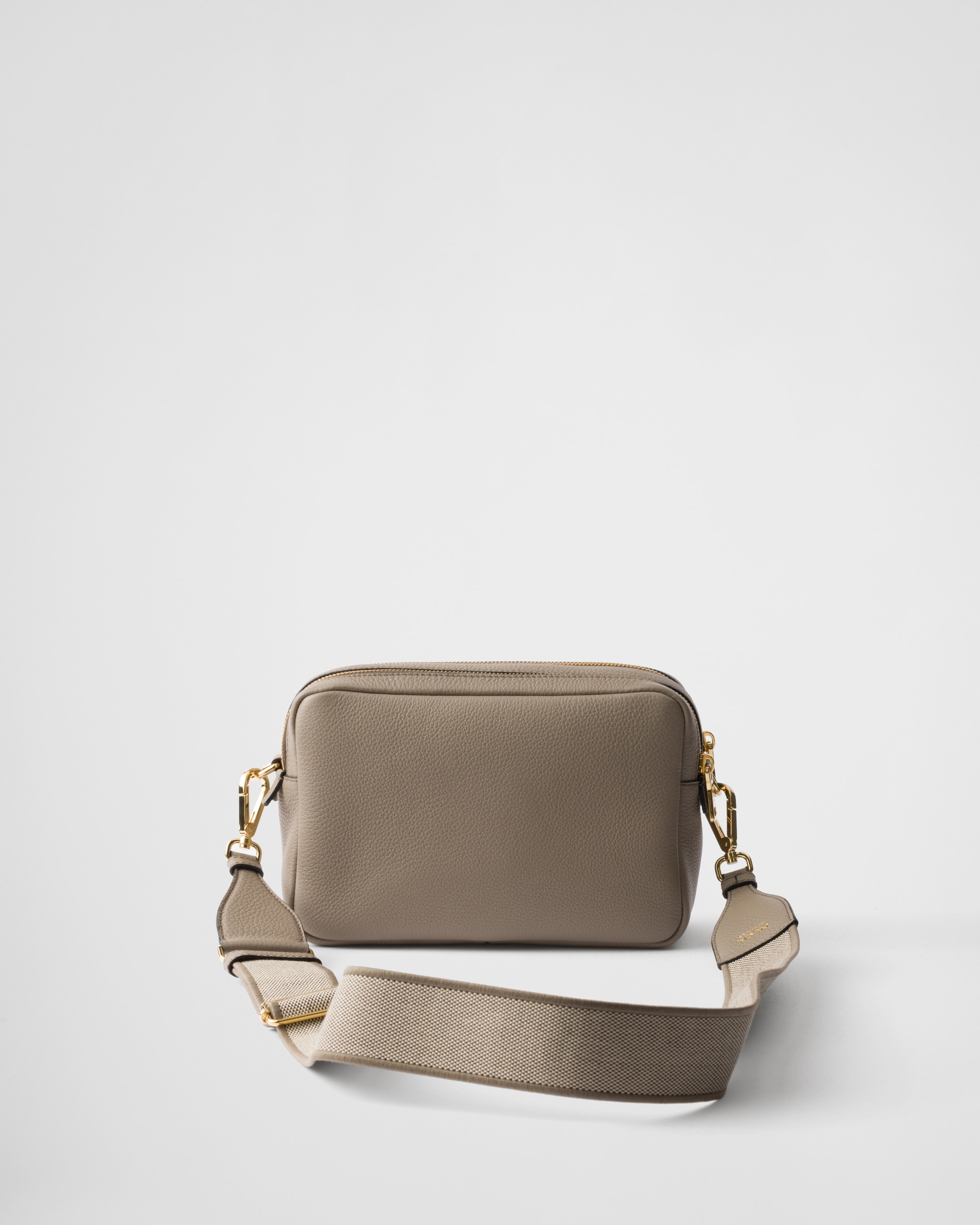 Prada Small Leather Shoulder Bag In Clay Gray