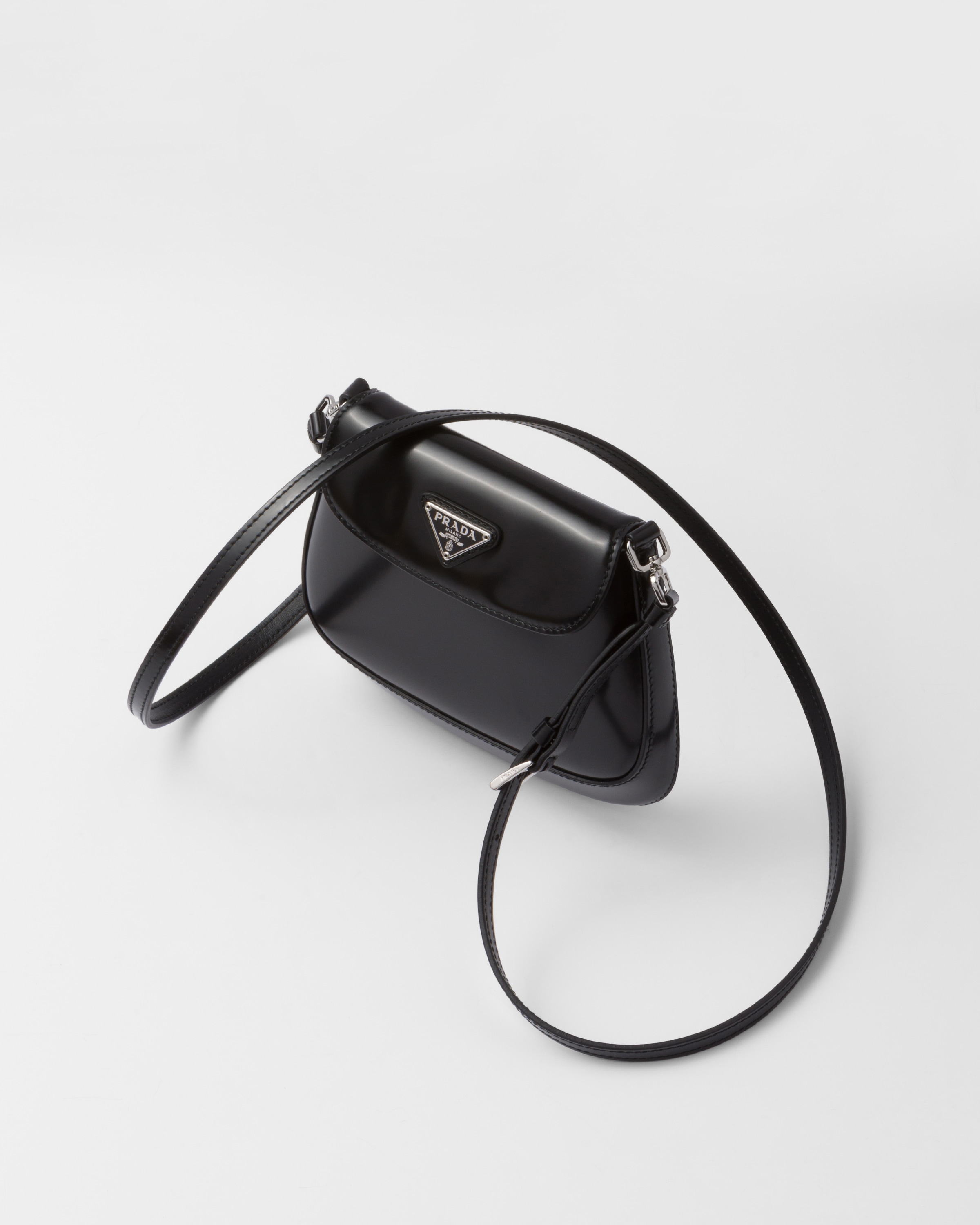 Black Prada Cleo Brushed Leather Mini Bag | PRADA Black Prada Cleo Brushed Leather Mini Bag | PRADA