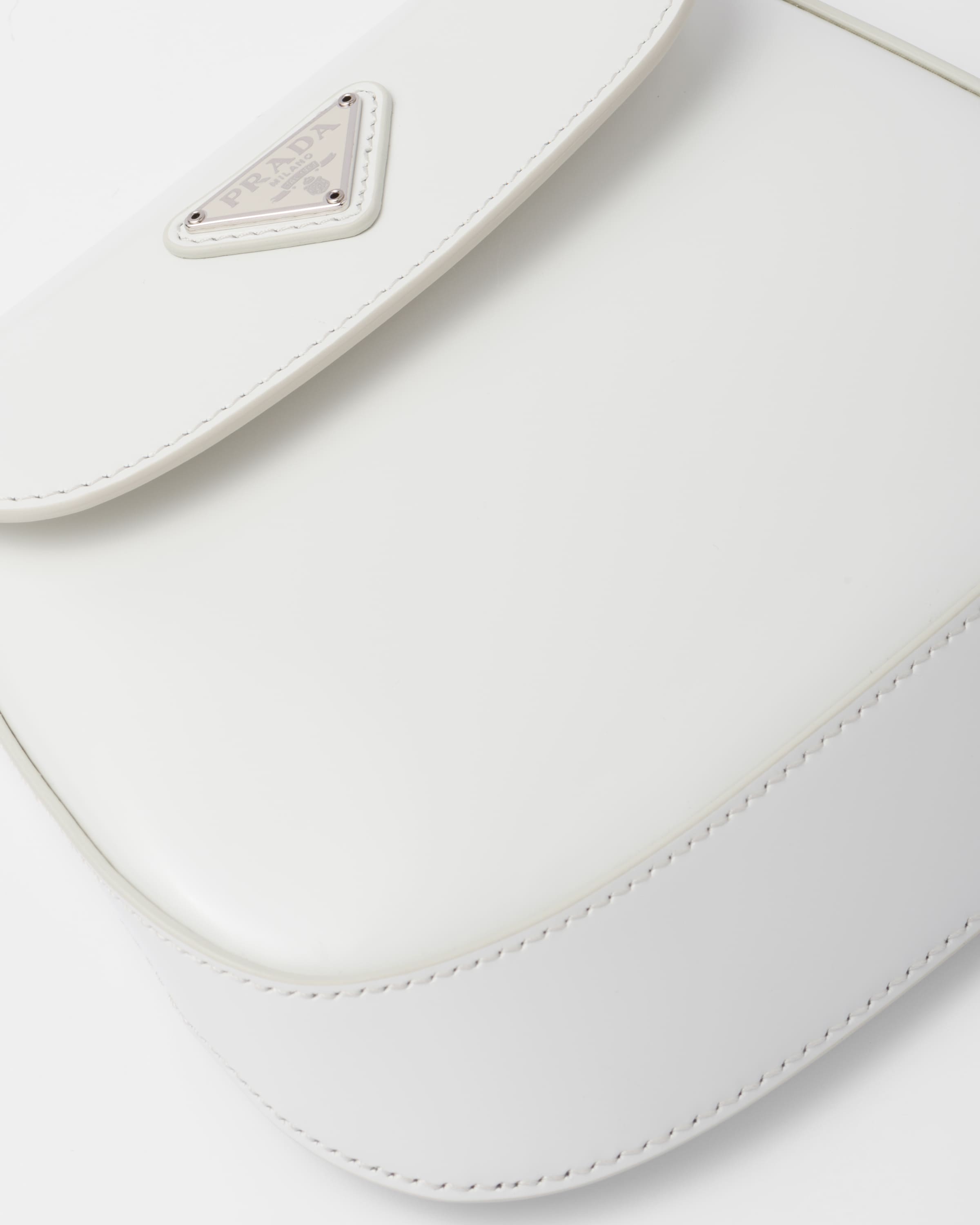 White Prada Cleo Brushed Leather Mini Bag PRADA