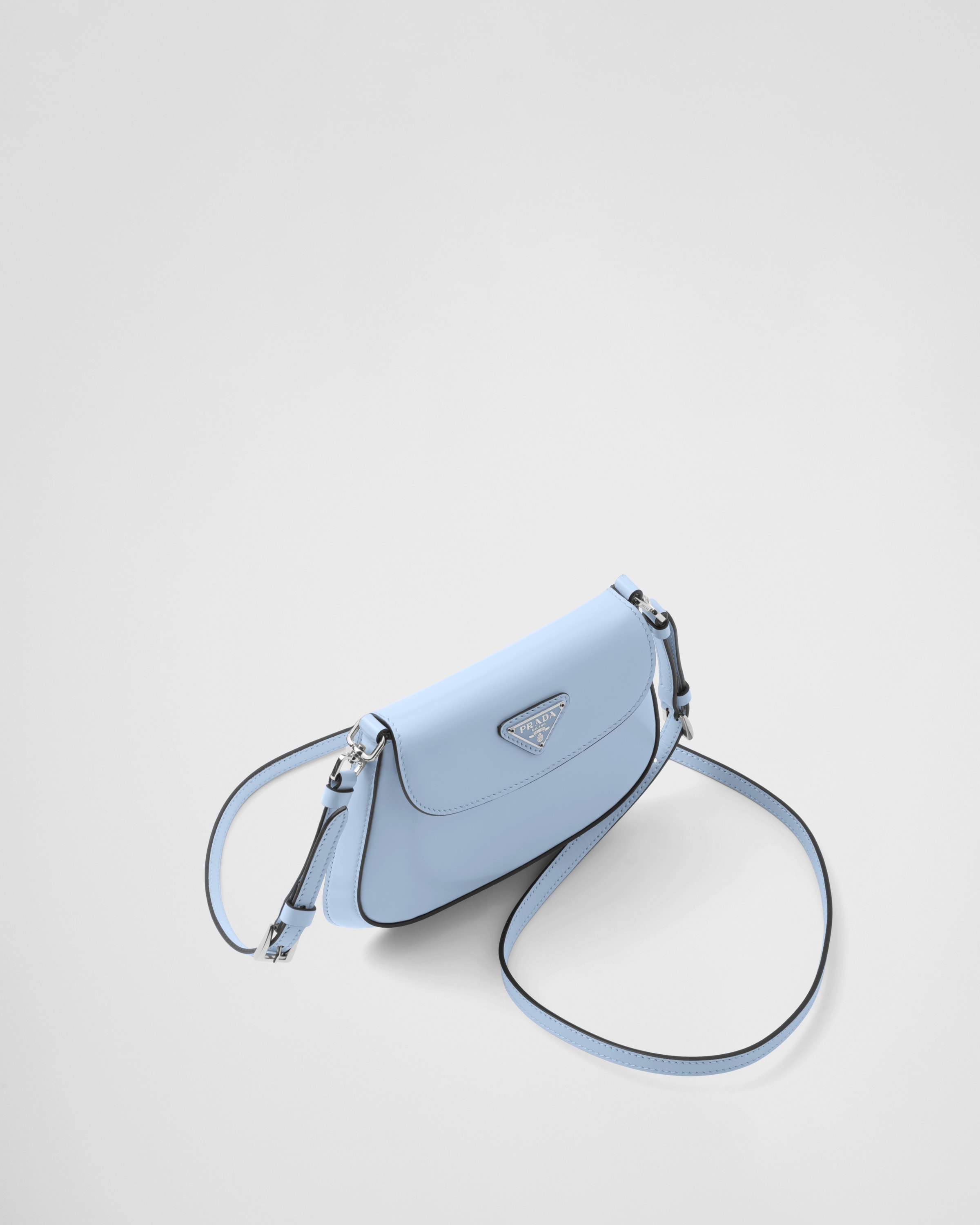 Mini Leather Crossbody Bag in Blue - Prada