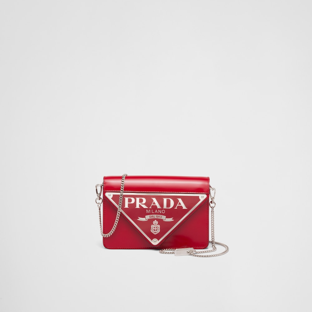 Prada حقيبة كتف من الجلد المصقول 1