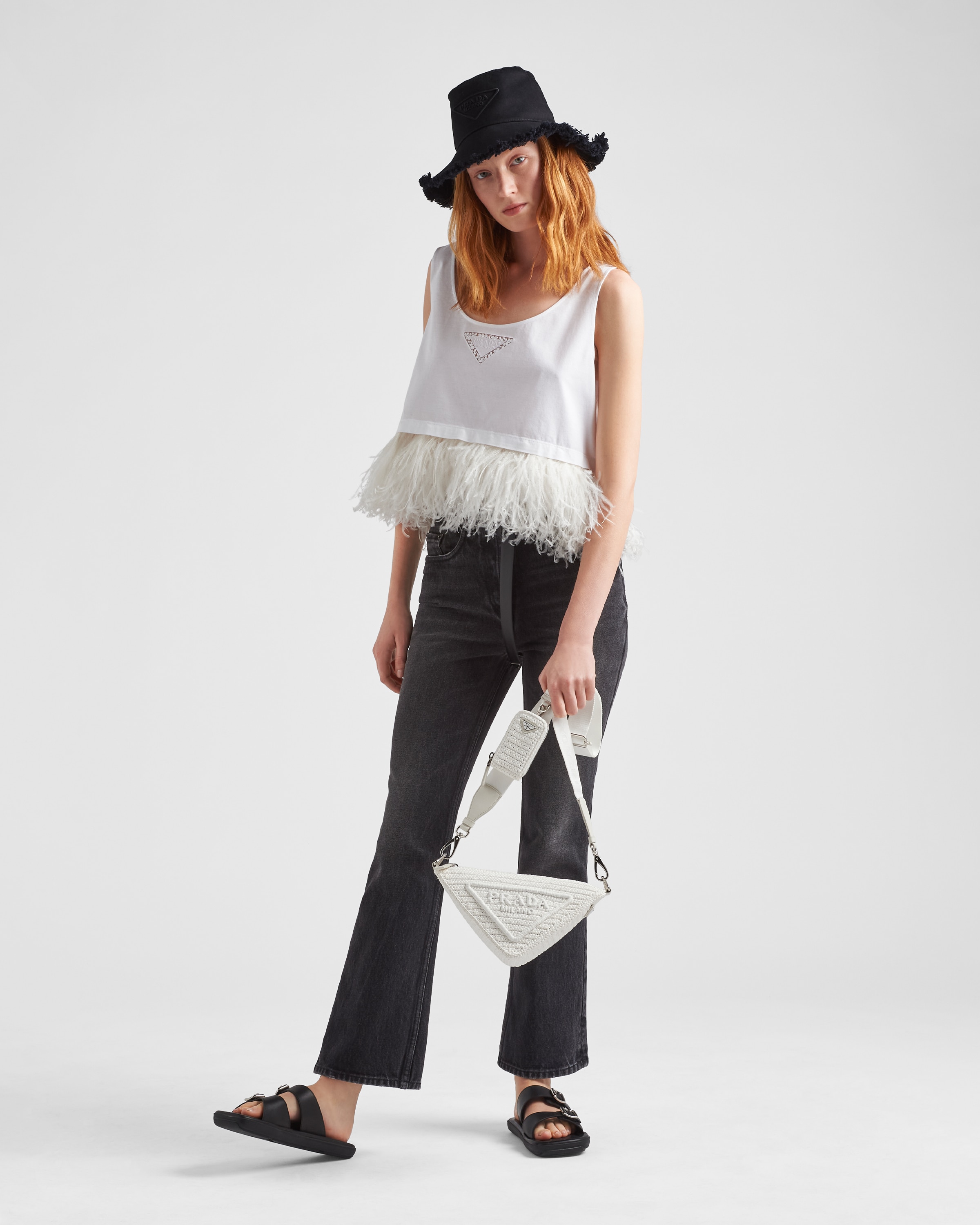 White Prada Triangle crochet bag | Prada