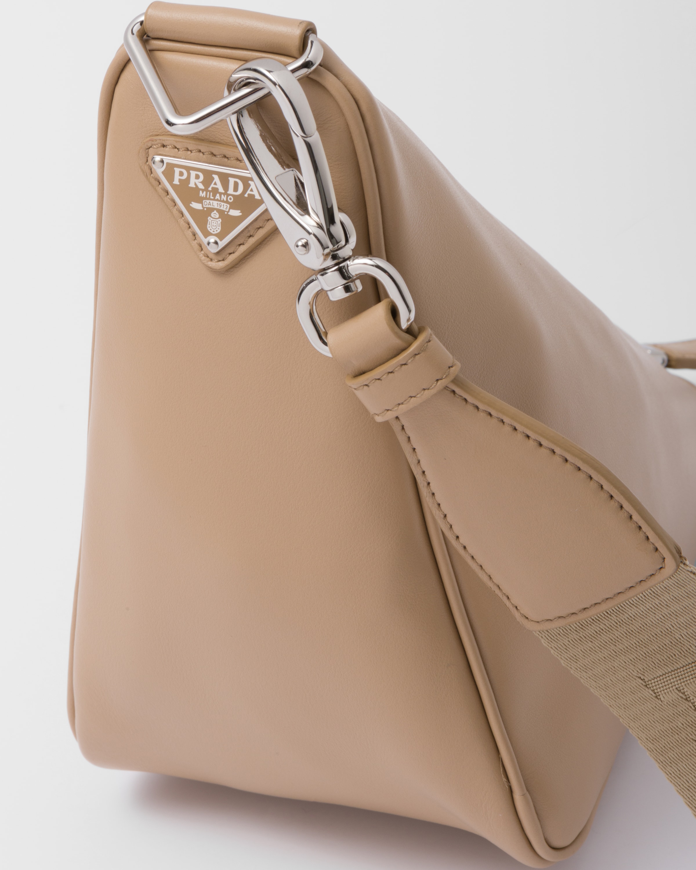 Sand Beige Prada Triangle leather shoulder bag | Prada