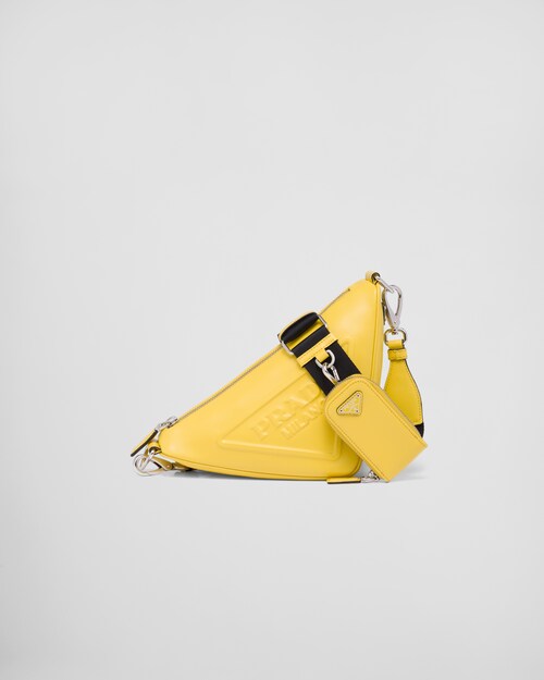 Sunny Yellow Prada Triangle leather shoulder bag | Prada