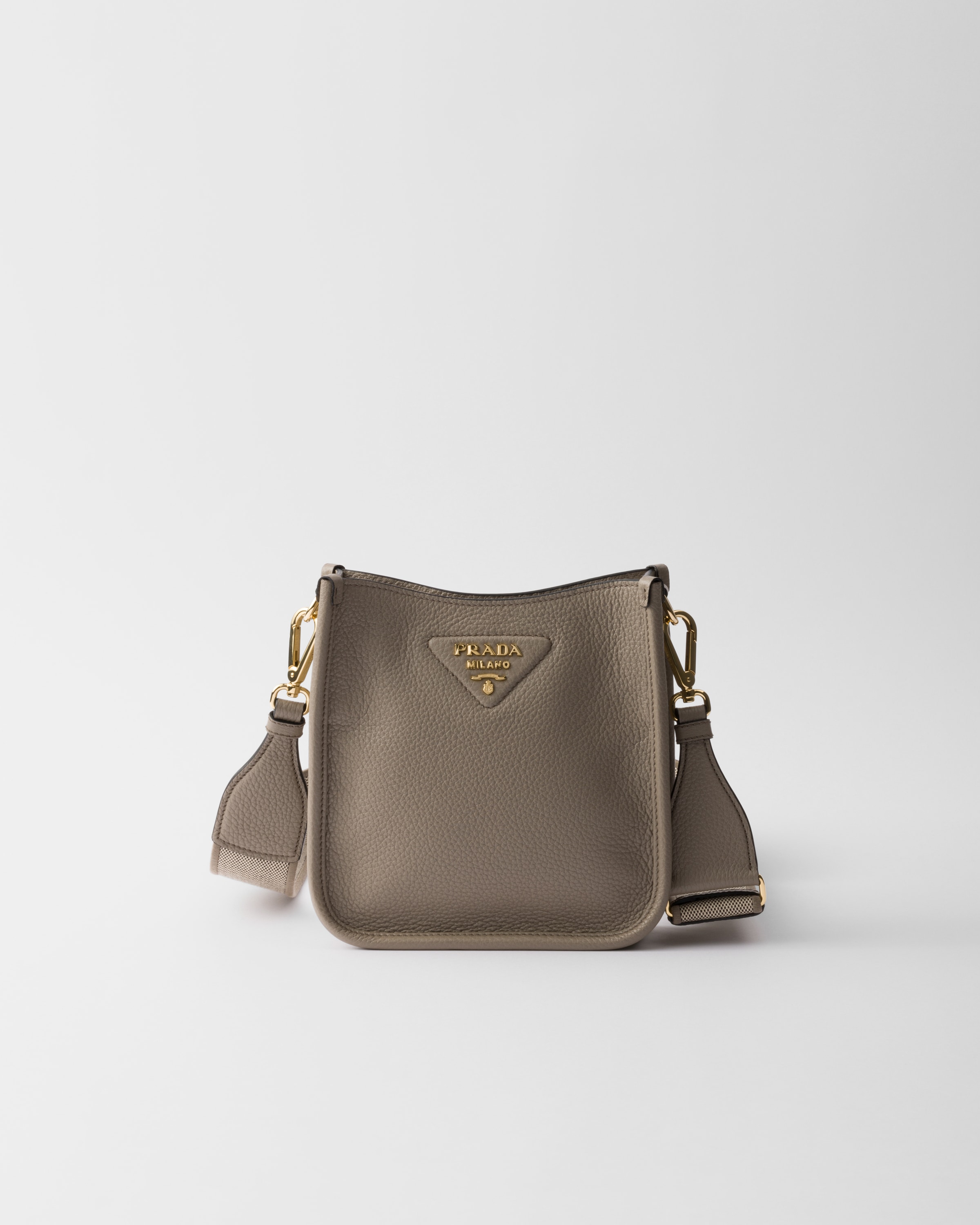 Clay Gray Leather Mini Shoulder Bag | PRADA