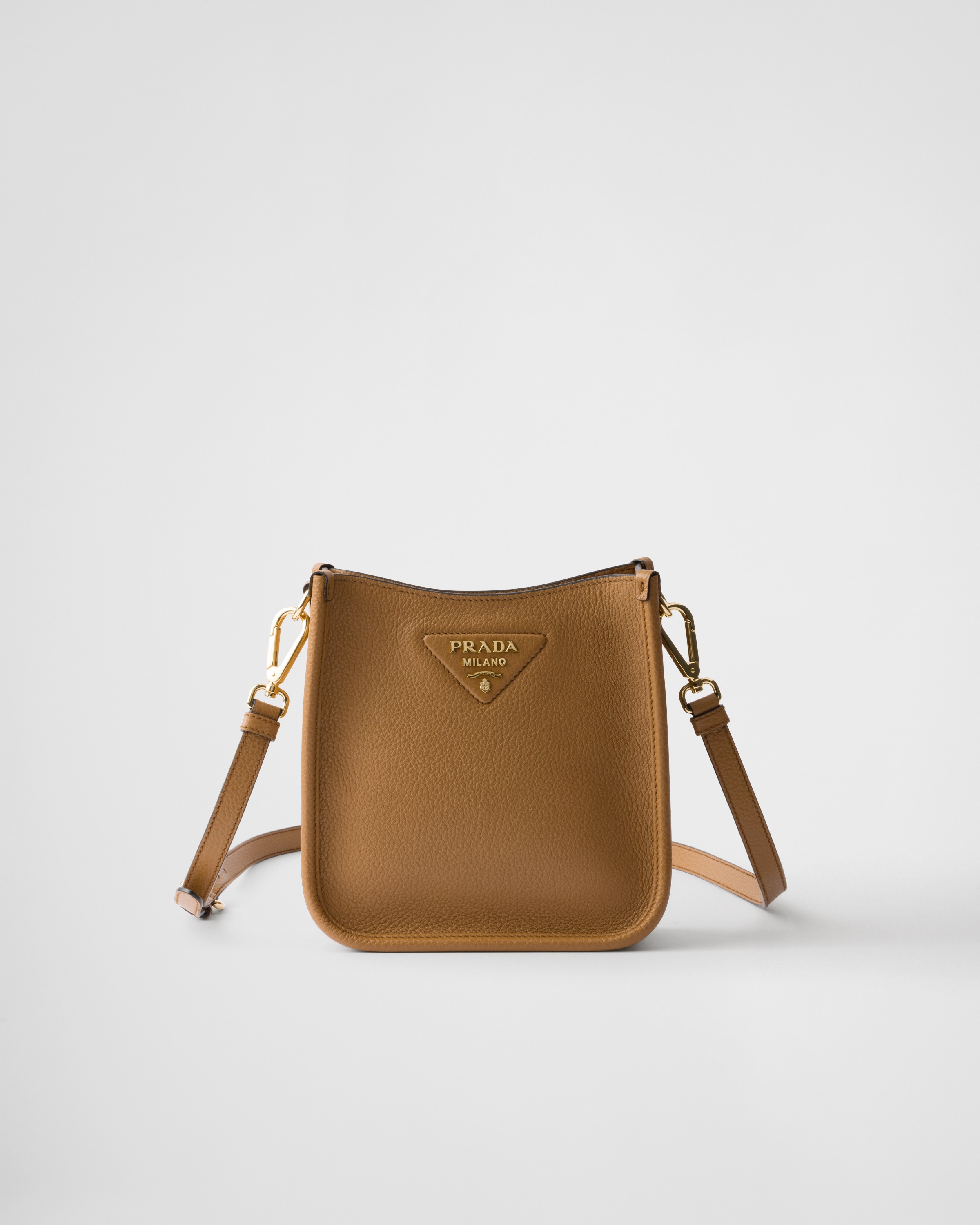 Caramel Leather mini shoulder bag | PRADA
