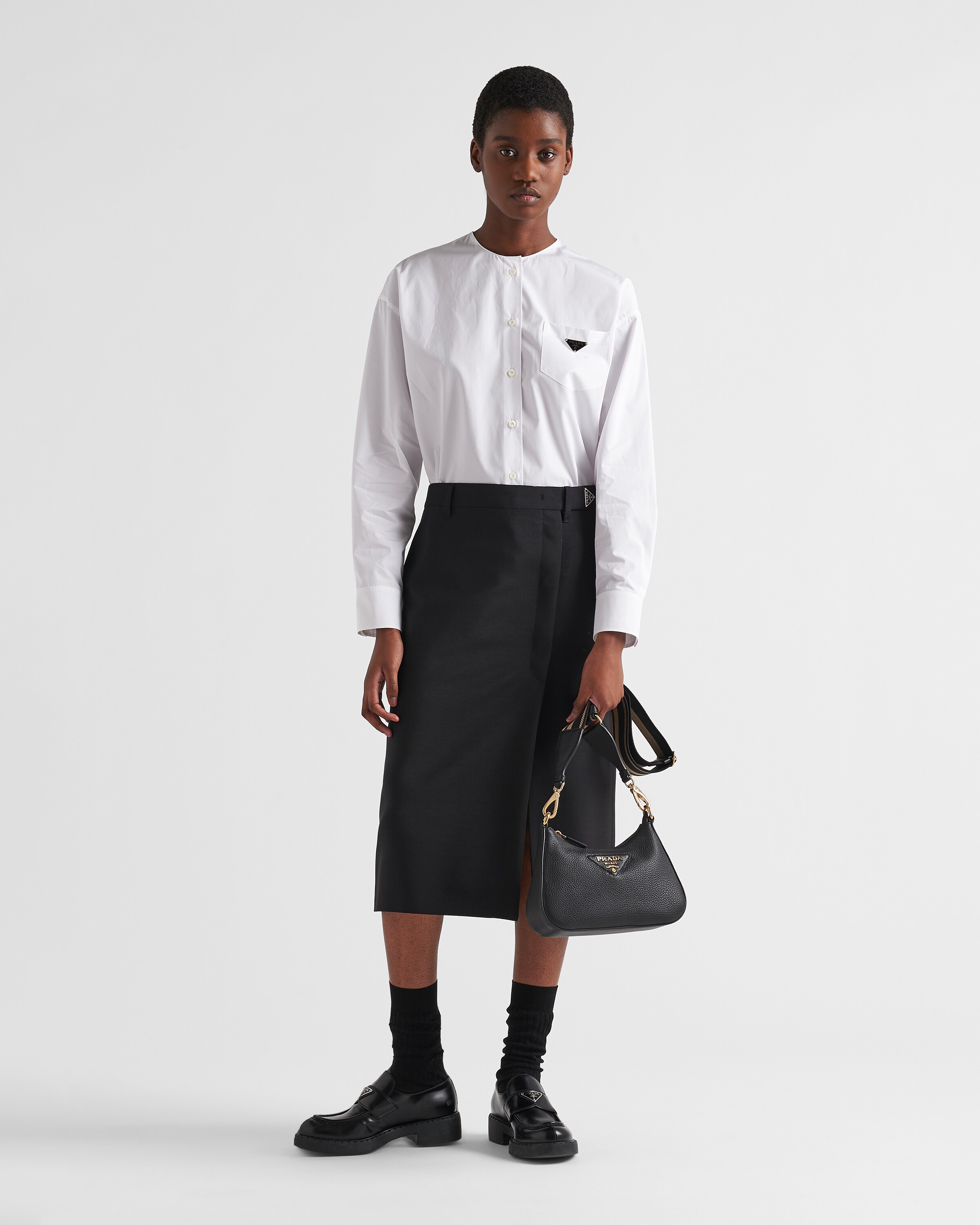 Black Leather Shoulder Bag | PRADA Black Leather Shoulder Bag | PRADA