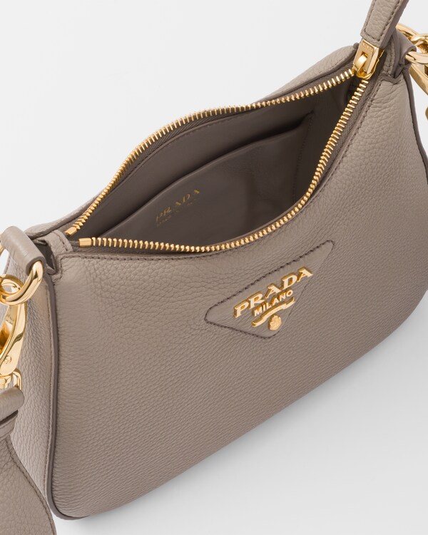 Clay Grey Leather Shoulder Bag PRADA
