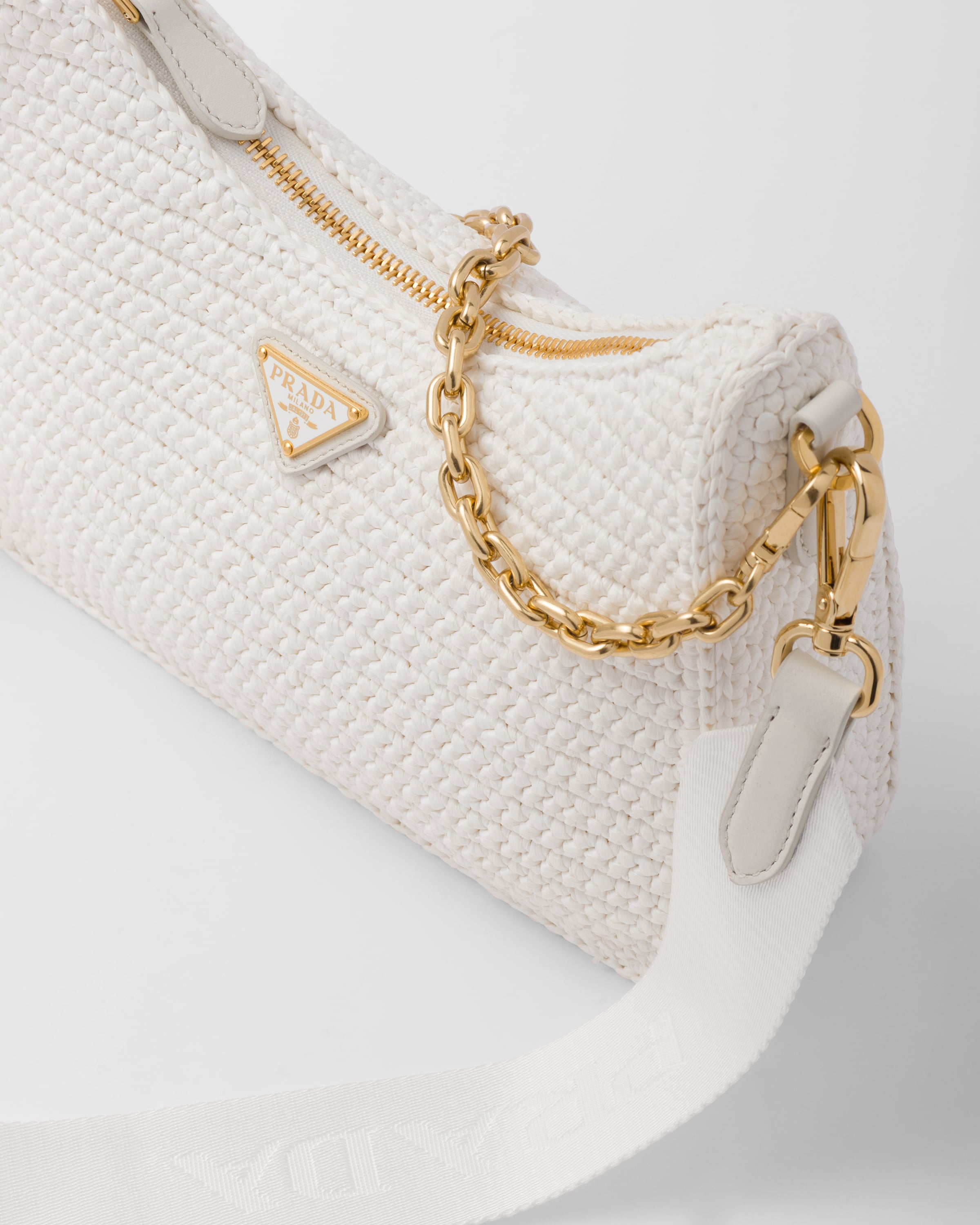 Re Edition Mini Crochet Bag in White - Prada